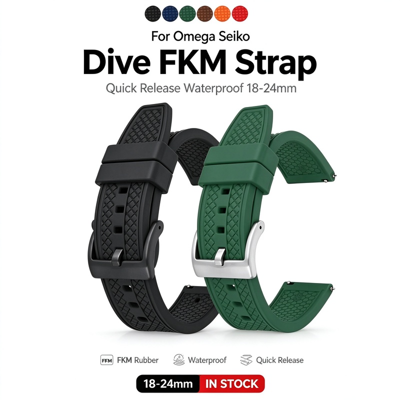 Fkm Rubber Dive Watch Strap 20Mm - Для часов Omega Seiko, ширина ремешка