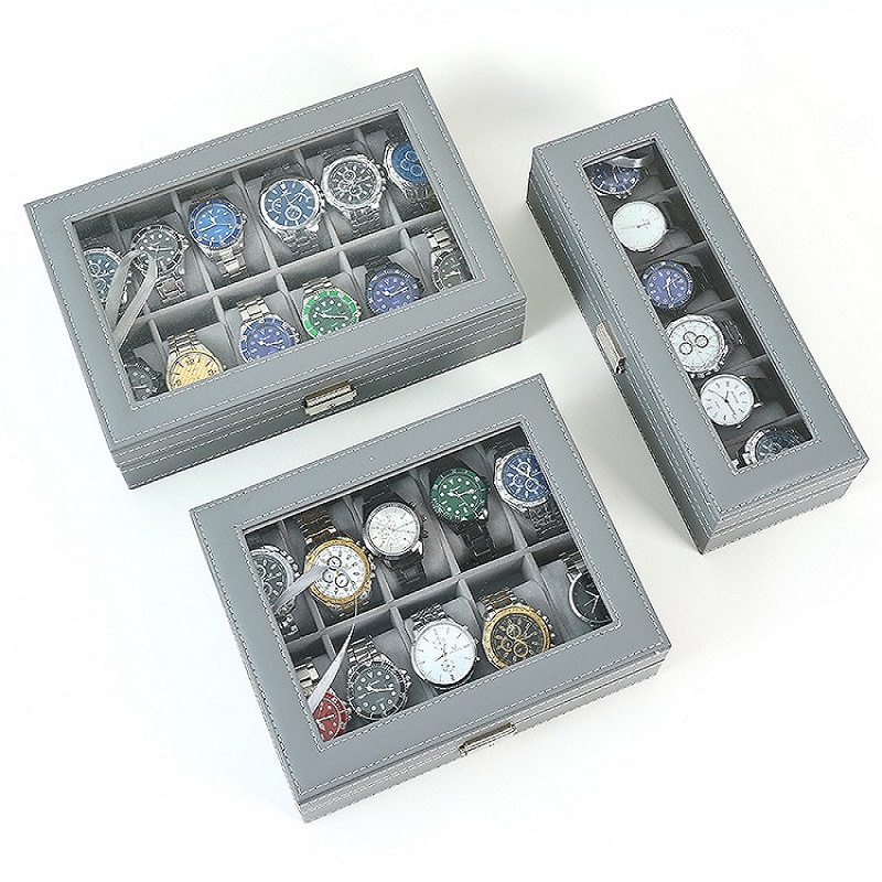 Watch Display Case Glass Top 12 Slots - DELESYS зеленый/серый цвет 6/10/12 слотов коробка