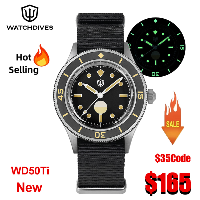Titanium Automatic Watch 300M Sapphire - Watchdives WD50Ti Часы для дайвинга NH35