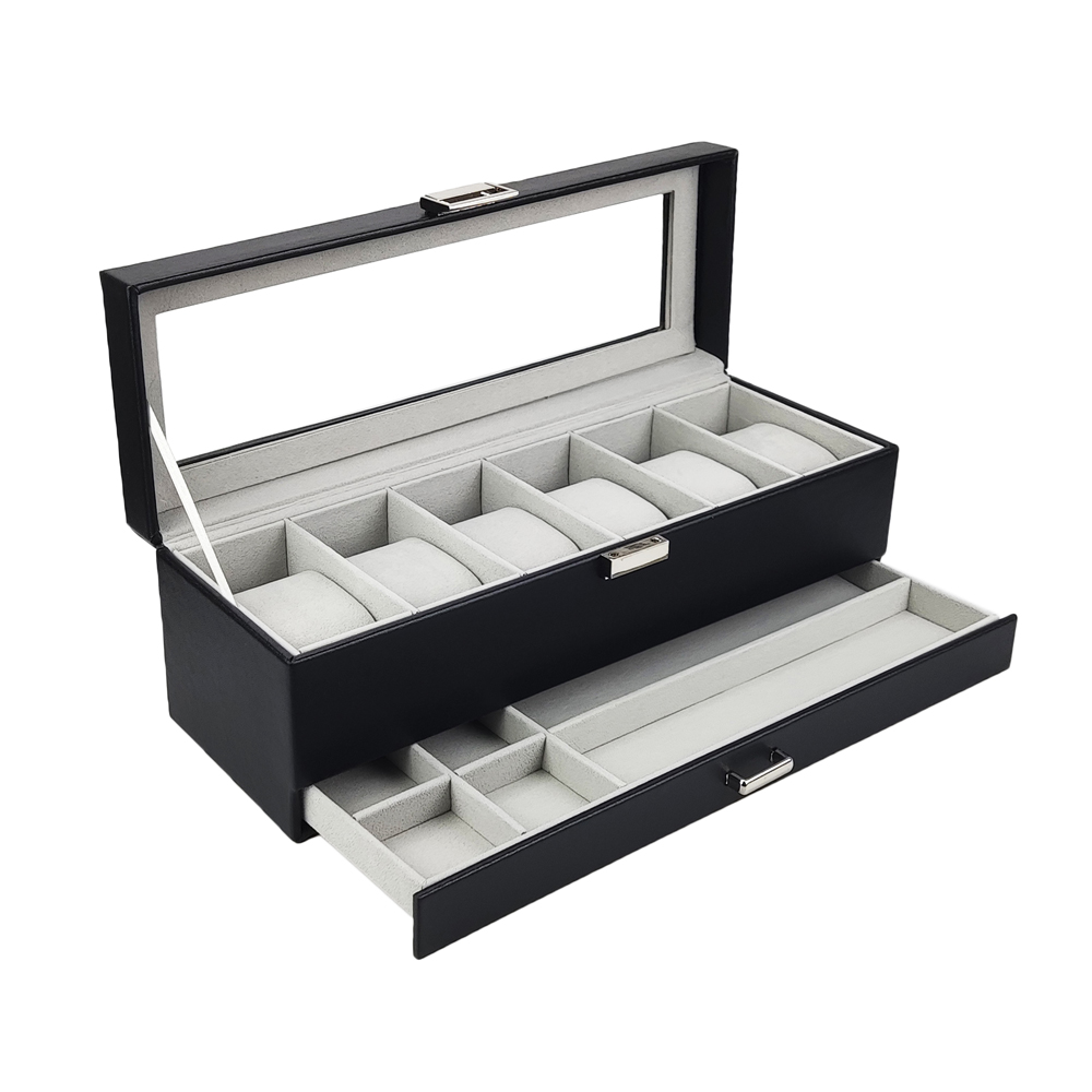 Watch Display Case Glass Top 12 Slots - Горячая распродажа: коробка-органайзер для хранения и