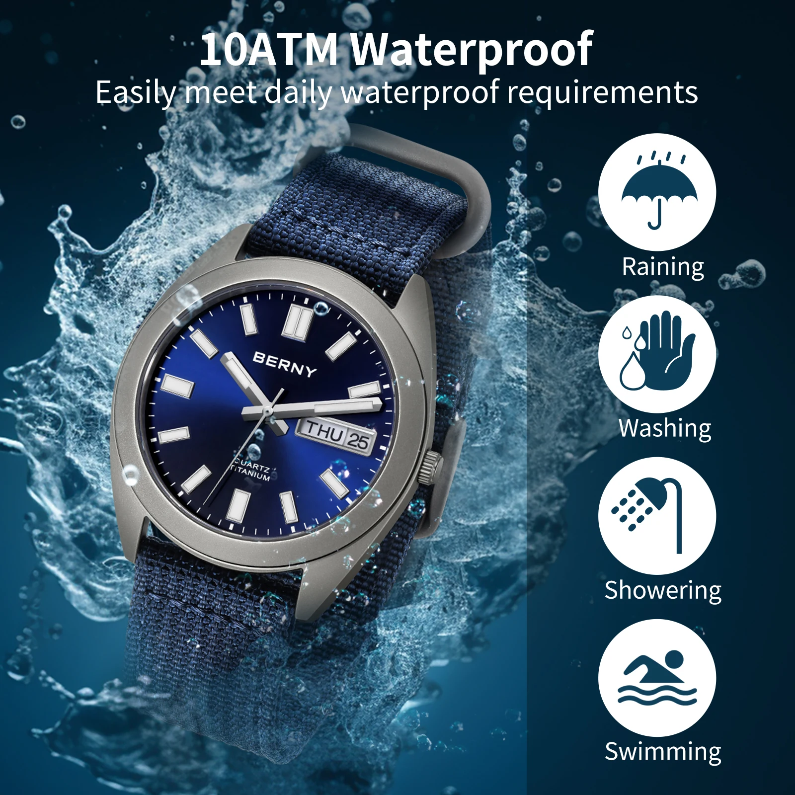 BERNY Титановые мужские часы S – обзор и цена Field Watch Titanium 100M Sapphire