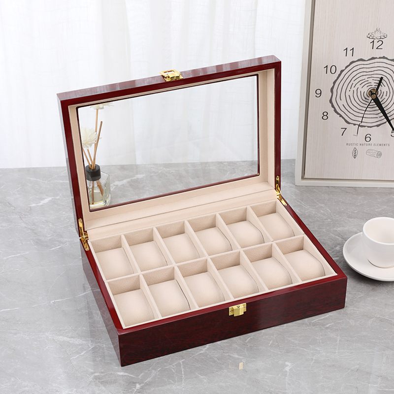Роскошная коробка для часов с  – обзор и цена Watch Display Case Glass Top 12 Slots