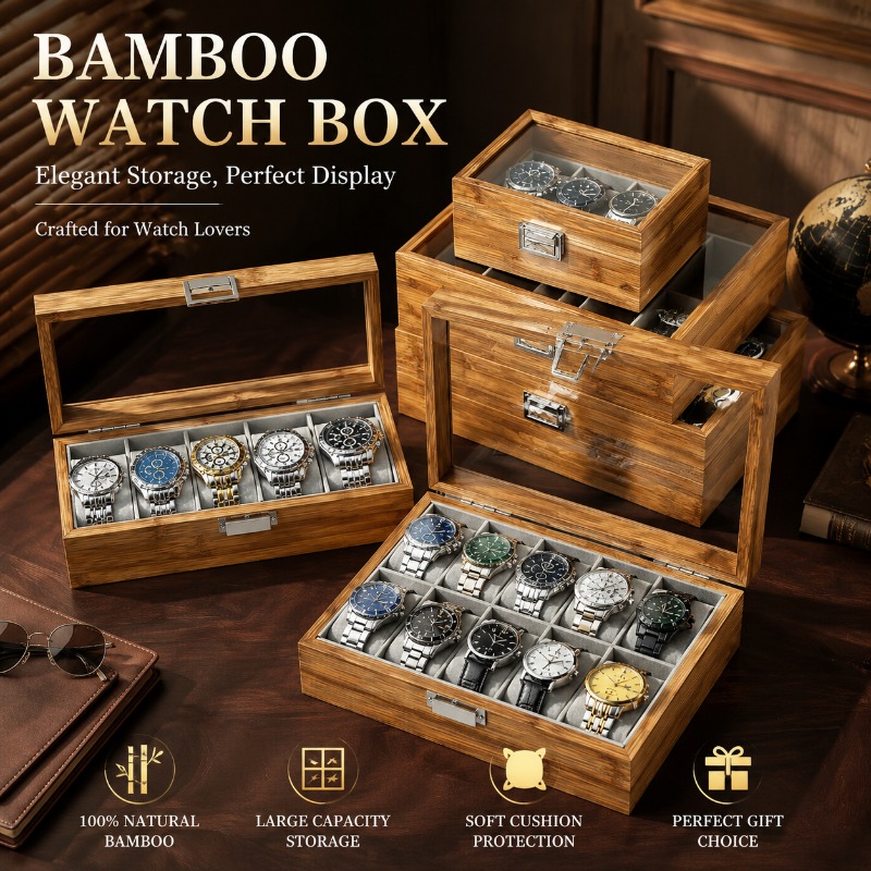 Премиум-коробка для хранения н – обзор и цена Watch Display Case Glass Top 12 Slots