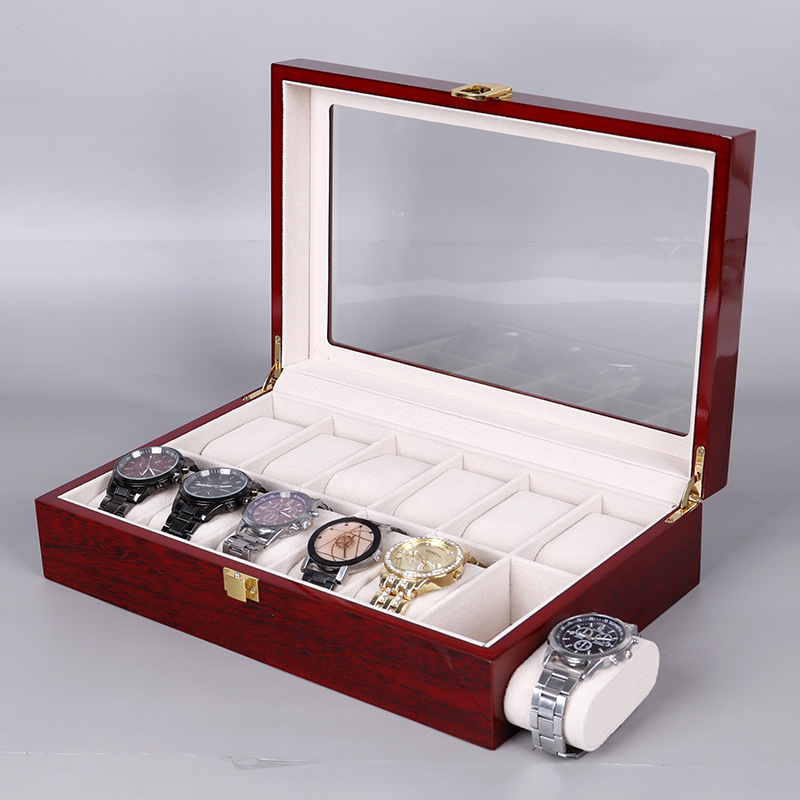Коробка для часов с 2/3/5/6/10 – обзор и цена Watch Display Case Glass Top 12 Slots