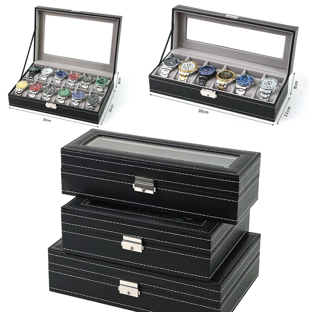 Коробка для часов из искусстве – обзор и цена Watch Display Case Glass Top 12 Slots