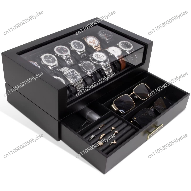 Деревянная шкатулка для часов  – обзор и цена Watch Display Case Glass Top 12 Slots