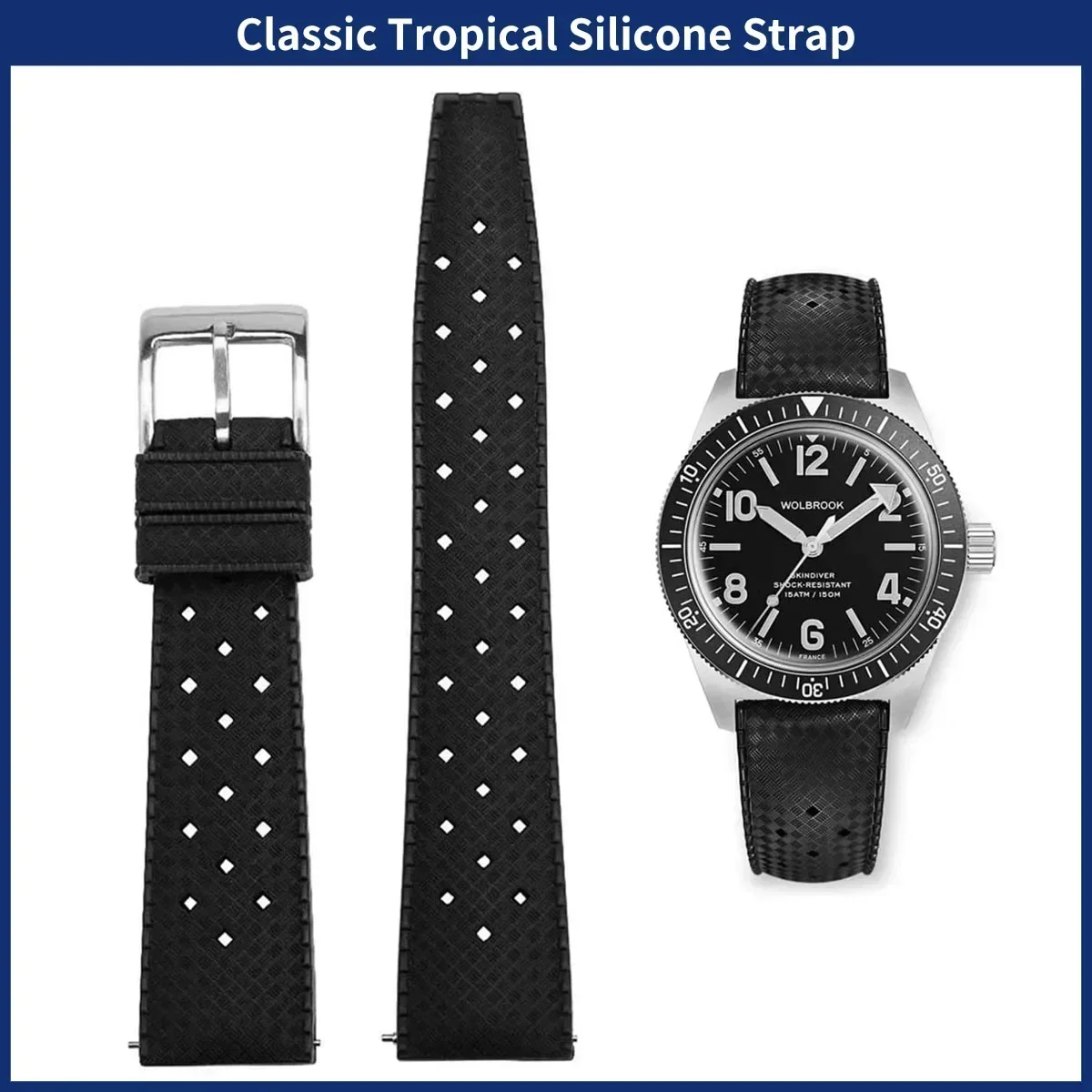 Ремешок для часов FKM 20 мм 22 – обзор и цена Fkm Rubber Dive Watch Strap 20Mm