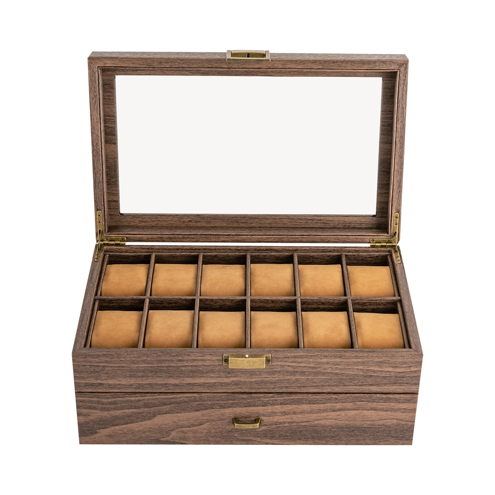 Шкатулка для часов на 24 слота – обзор и цена Watch Display Case Glass Top 12 Slots