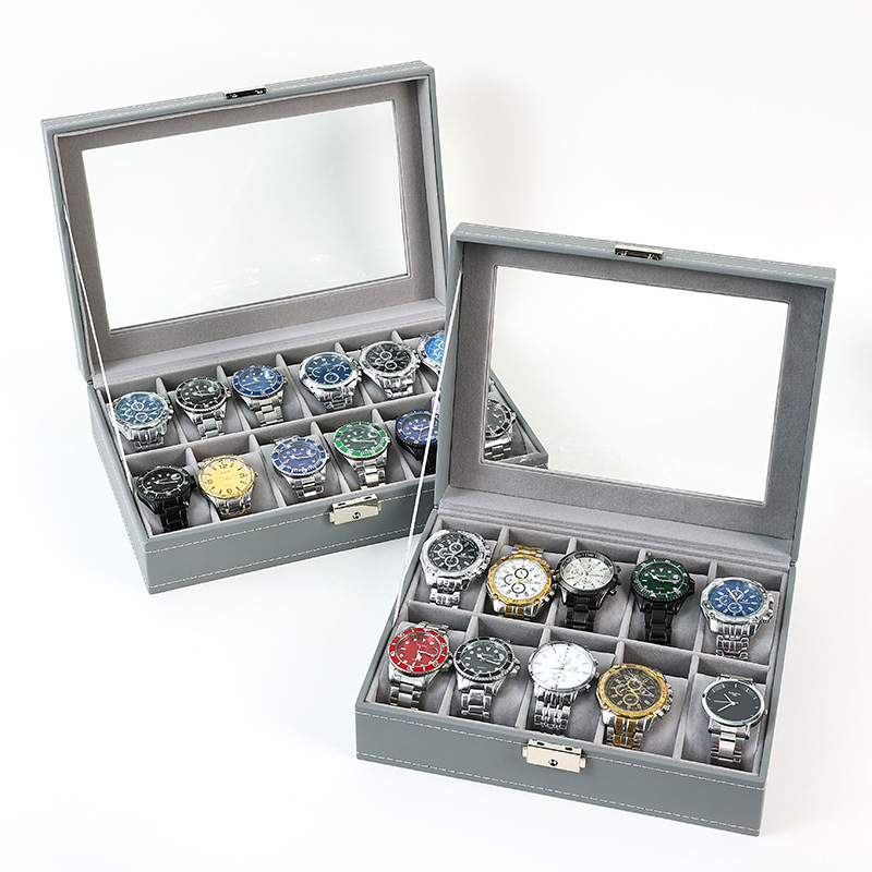 DELESYS зеленый/серый цвет 6/1 – обзор и цена Watch Display Case Glass Top 12 Slots