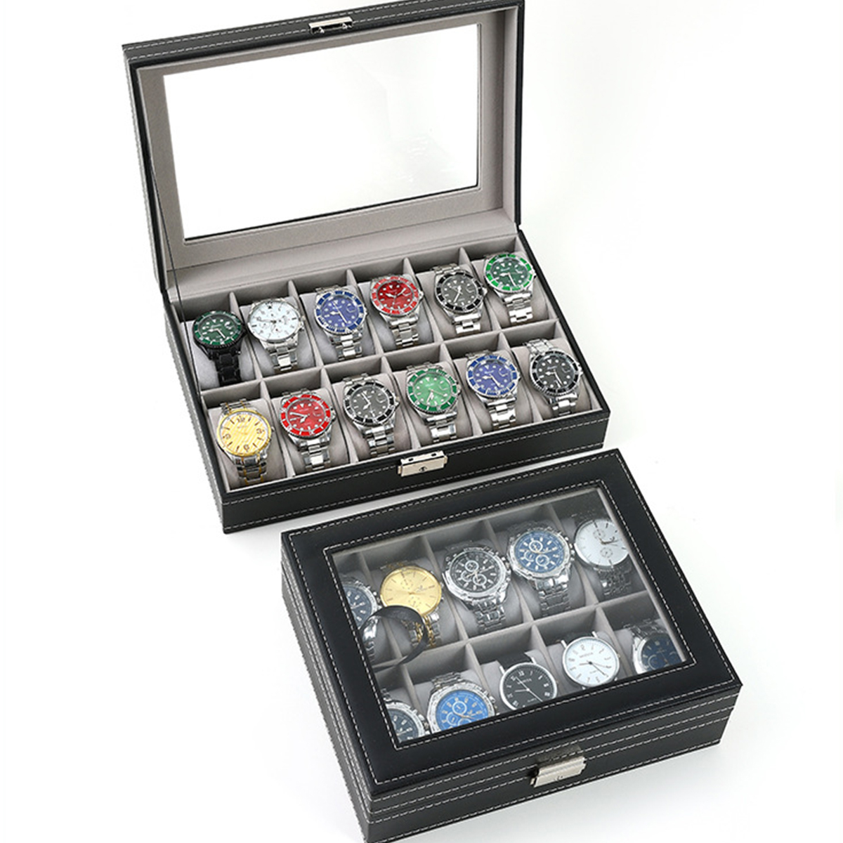 Коробка для часов из искусстве – обзор и цена Watch Display Case Glass Top 12 Slots