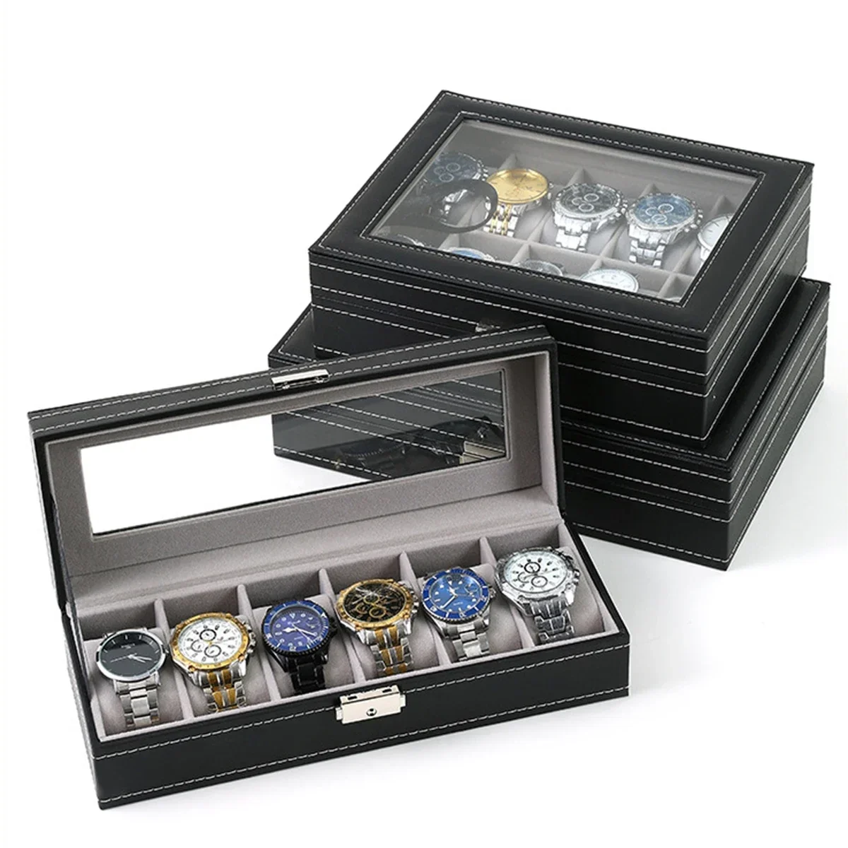 Коробка для часов из искусстве – обзор и цена Watch Display Case Glass Top 12 Slots