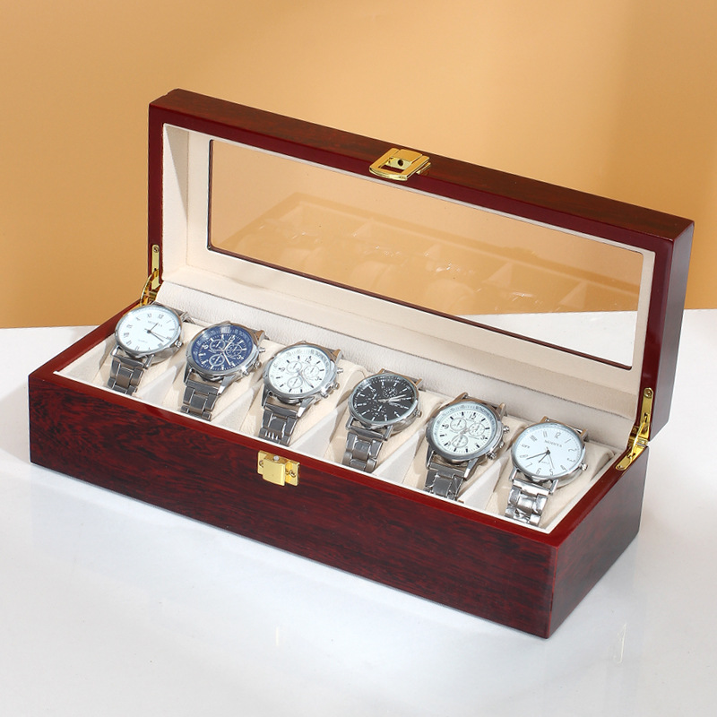 Деревянная коробка для часов с – обзор и цена Watch Display Case Glass Top 12 Slots