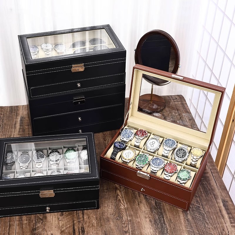 Коробка для часов из искусстве – обзор и цена Watch Display Case Glass Top 12 Slots