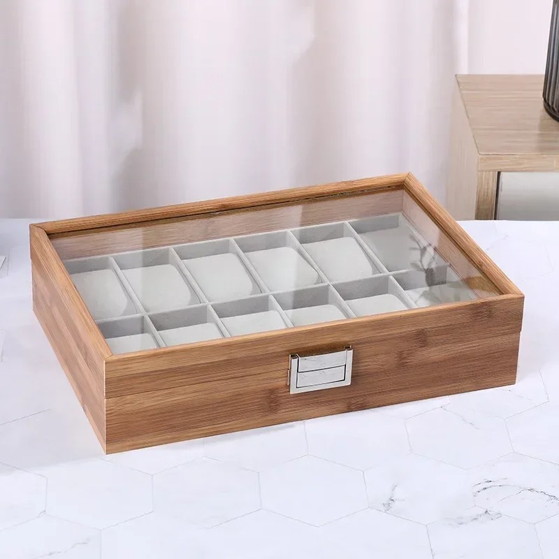 Премиум-бокс для хранения часо – обзор и цена Watch Display Case Glass Top 12 Slots